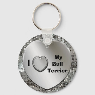 I Liebe mein Stier-Terrier-Herz-Schlüsselanhänge Schlüsselanhänger