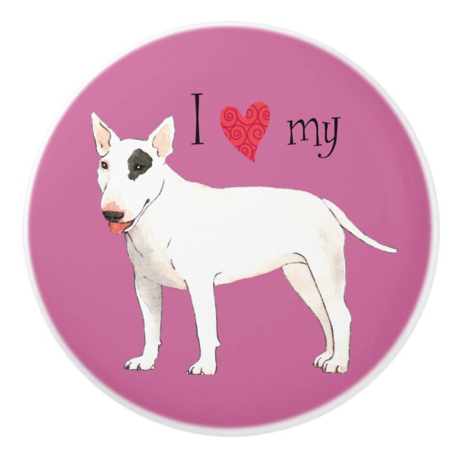 I Liebe mein Stier-Terrier Keramikknauf (Vorderseite)