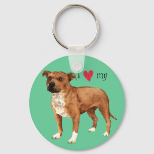 I Liebe mein Terrier Staffordshires Stier Schlüsselanhänger