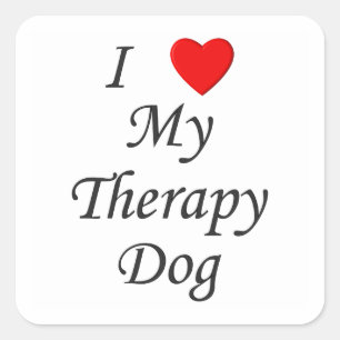 I Liebe mein Therapie-Hund Quadratischer Aufkleber
