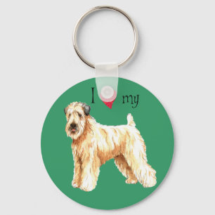 I Liebe mein weicher überzogener Wheaten Terrier Schlüsselanhänger