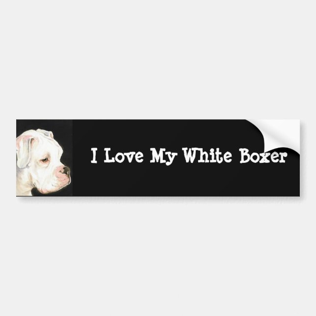 I Liebe mein weißer Boxer-Hundekunst-Autoaufkleber Autoaufkleber (Vorne)