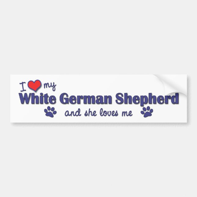 I Liebe mein weißer Schäferhund (weiblicher Hund) Autoaufkleber (Vorne)