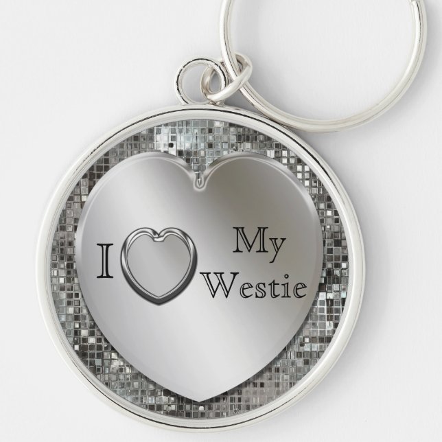 I Liebe mein Westie Herz-Schlüsselanhänger Schlüsselanhänger (Vorne)
