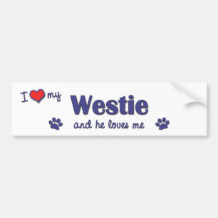 I Liebe mein Westie (männlicher Hund) Autoaufkleber