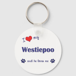 I Liebe mein Westiepoo (männlicher Hund) Schlüsselanhänger