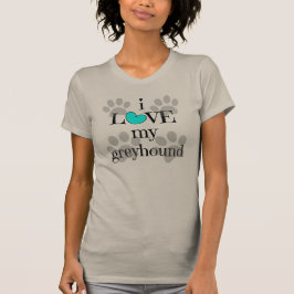 I LIEBE mein Windhund, Tatzendrucke u. Herzen T-Shirt