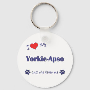 I Liebe mein Yorkie-Apso (weiblicher Hund) Schlüsselanhänger