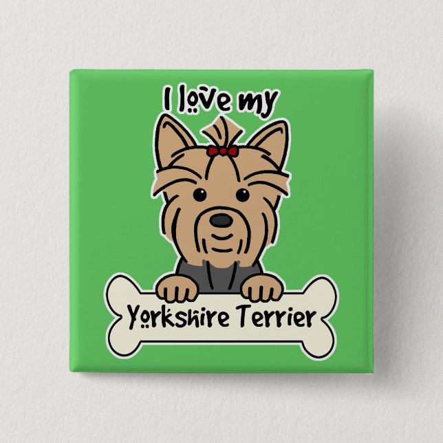I Liebe mein Yorkshire-Terrier Button (Vorderseite)