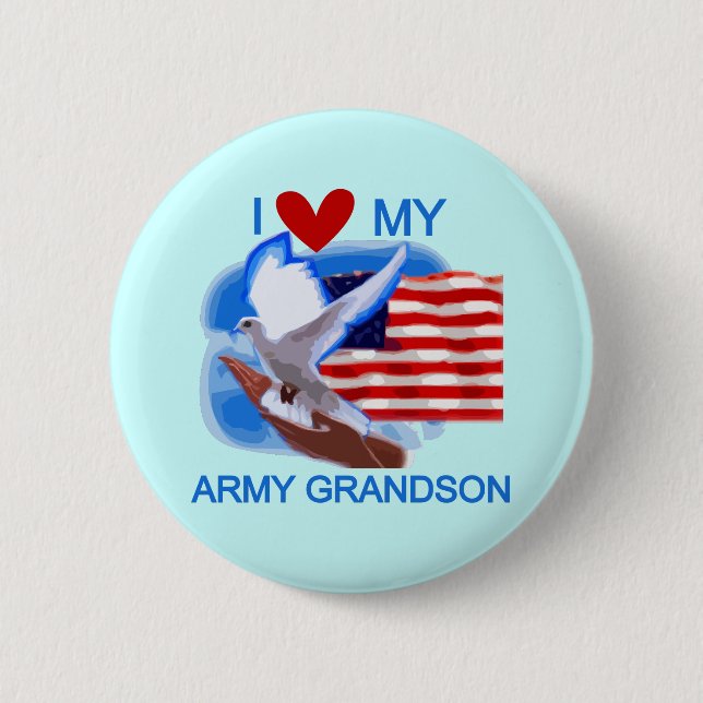 I Liebe meine Armee-Enkel-T-Shirts und Geschenke Button (Vorderseite)