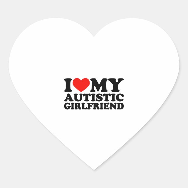 I Liebe Meine Autistische Freundin Herzstück Mein  Herz-Aufkleber (Vorderseite)