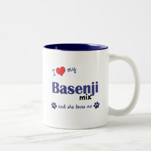 I Liebe meine Basenji Mischung (weiblicher Hund) Zweifarbige Tasse