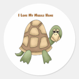 I Liebe meine bewegliche Zuhause-Schildkröte Runder Aufkleber