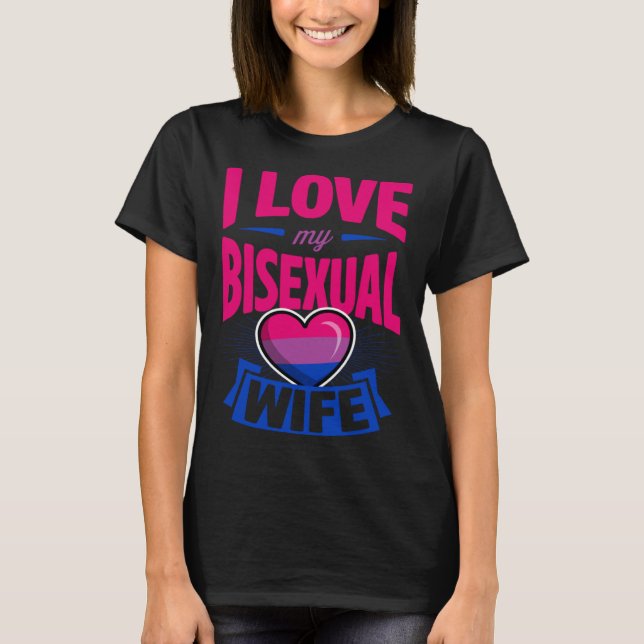 I Liebe Meine Bisexuelle Ehefrau Niedlich Bi Pride T-Shirt (Vorderseite)