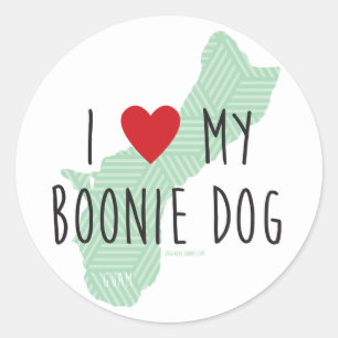 I Liebe meine Boonie Hundeaufkleber (Grün) Runder Aufkleber