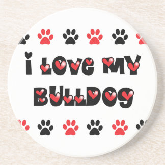 I Liebe meine Bulldogge Sandstein Untersetzer