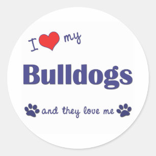 I Liebe meine Bulldoggen (mehrfache Hunde) Runder Aufkleber