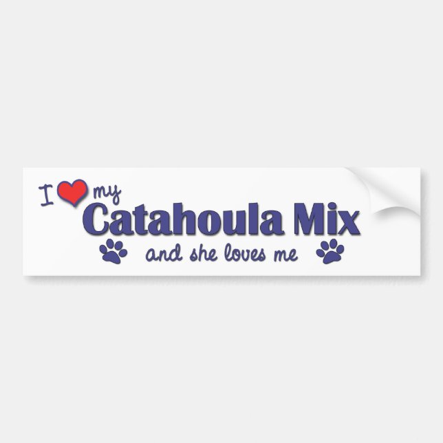 I Liebe meine Catahoula Mischung (weiblicher Hund) Autoaufkleber (Vorne)