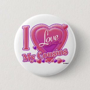 I Liebe Meine Cousins rosa/lila - Herz Button