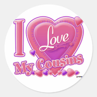I Liebe Meine Cousins rosa/lila - Herz Runder Aufkleber