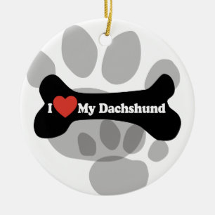 I Liebe meine Dackel - Hundeknochen Keramik Ornament