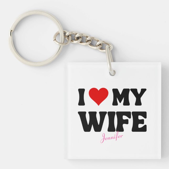 I Liebe Meine Ehefrau Herz Romantischer Individuel Schlüsselanhänger (Vorderseite)