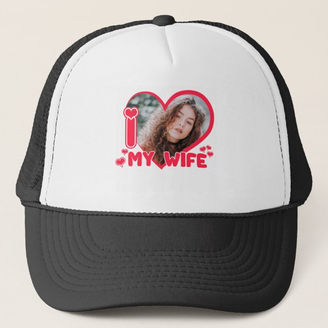 I Liebe Meine Ehefrau Herz Valentines Liebe Maßges Truckerkappe (Vorderseite)