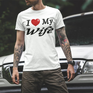 I Liebe Meine Ehefrau niedlicher schwarzer Text T-Shirt
