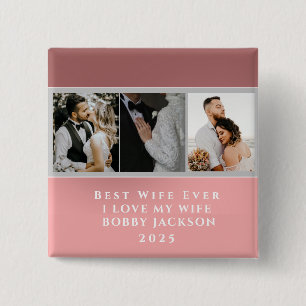 I Liebe Meine Ehefrau Personalisiert 3 Fotos Button