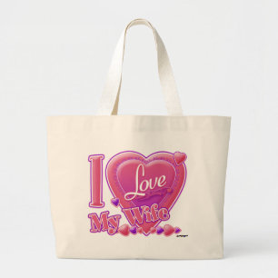 I Liebe Meine Ehefrau rosa/lila - Herz Jumbo Stoffbeutel