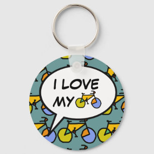 i Liebe meine Fahrrad-Cartoon-Blase Schlüsselanhänger