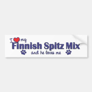 I Liebe meine finnische Spitz-Mischung (männliche Autoaufkleber