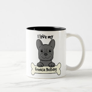 I Liebe meine französische Bulldogge Zweifarbige Tasse