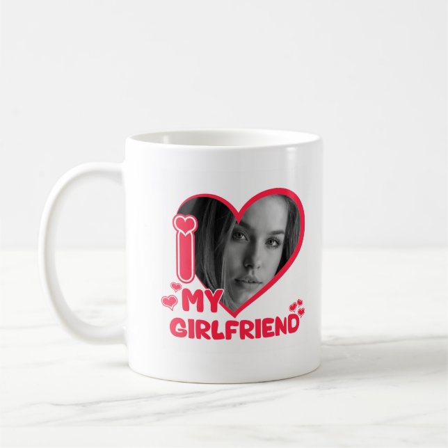 I Liebe Meine Freundin Herz Custom Foto Liebe Nied Kaffeetasse (Links)