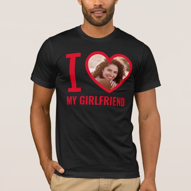 I Liebe Meine Freundin Minimalistisches Rotes Herz T-Shirt (Vorderseite)