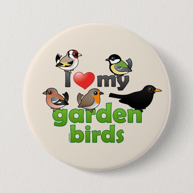 I Liebe meine Garten-Vögel Button (Vorderseite)