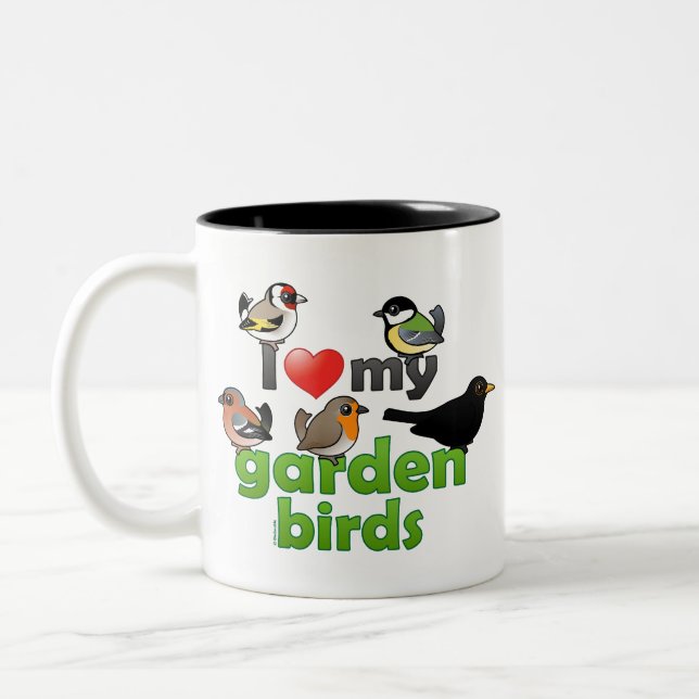I Liebe meine Garten-Vögel Zweifarbige Tasse (Links)
