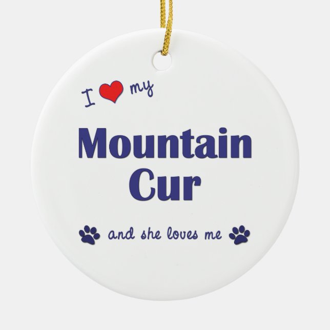 I Liebe meine Gebirgskanaille (weiblicher Hund) Keramik Ornament (Vorne)