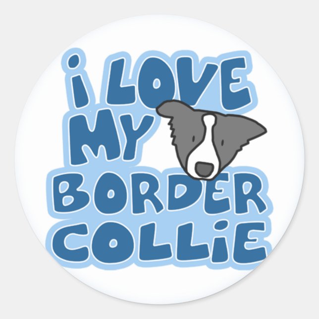 I Liebe meine Grenzcollie-Aufkleber Runder Aufkleber (Vorderseite)