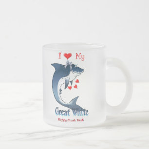 I Liebe meine GROSSEN WEISSER Haifisch-Shirts Mattglastasse
