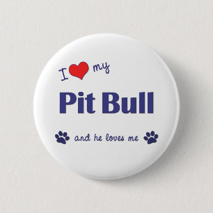 I Liebe meine Grube Stier (männlicher Hund) Button