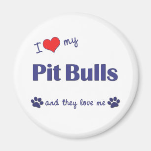 I Liebe meine Gruben-Stiere (mehrfache Hunde) Magnet