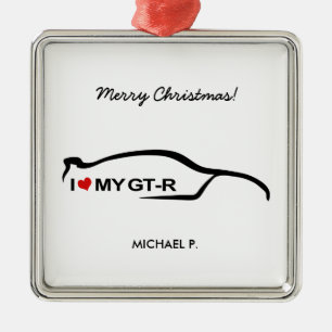 I Liebe meine GTR Weihnachtsverzierung Silbernes Ornament