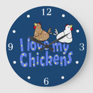 I Liebe meine Huhn-Wand-Uhr Große Wanduhr