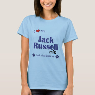 I Liebe meine Jack-Russell-Mischung (weiblicher T-Shirt