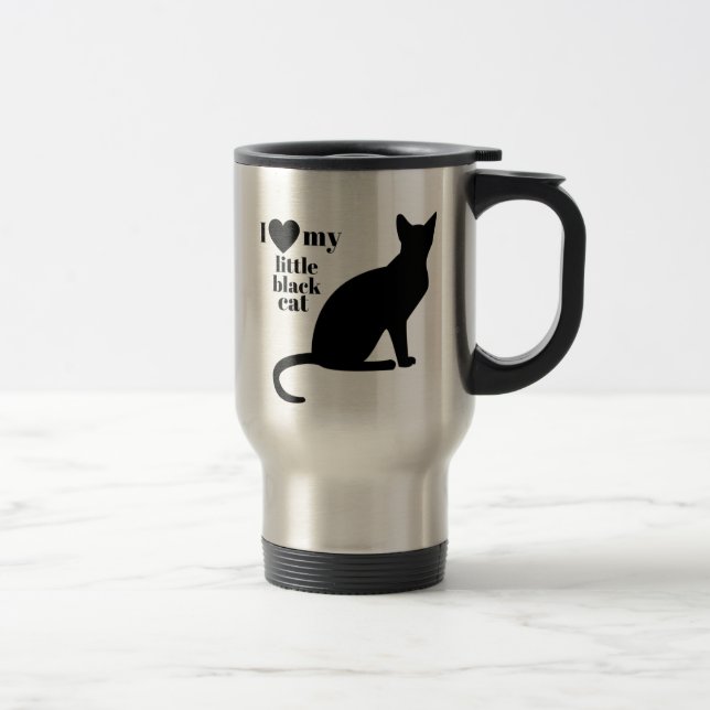 I Liebe meine kleine schwarze Katze Reisebecher (Rechts)