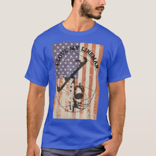 I LIEBE MEINE LINEMAN + American Flag Linesman Ehe T-Shirt