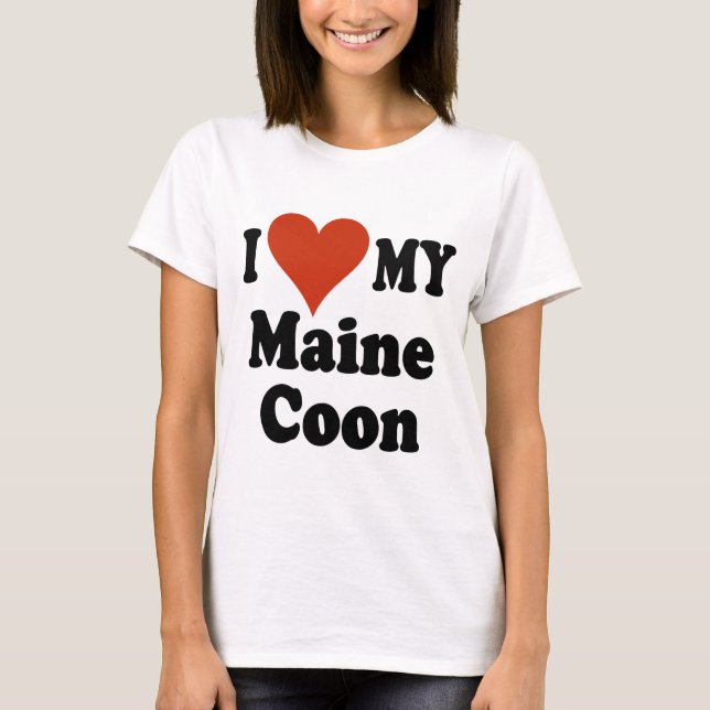 I Liebe meine Maine-Waschbär-Katzen-Waren T-Shirt (Vorderseite)
