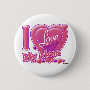 I Liebe Meine Mama rosa/lila - Herz Button