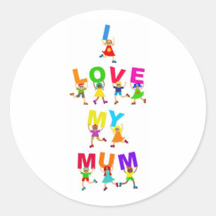 I Liebe meine Mama Runder Aufkleber